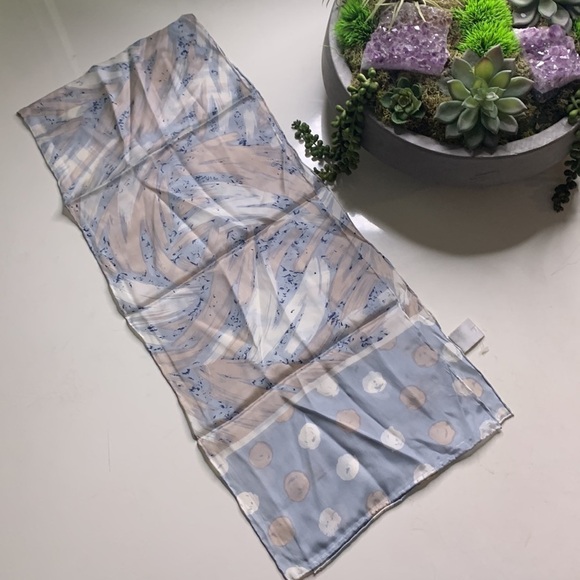 Vintage Adolfo silk neck scarf soft pastels brush stroke print - Picture 5 of 7